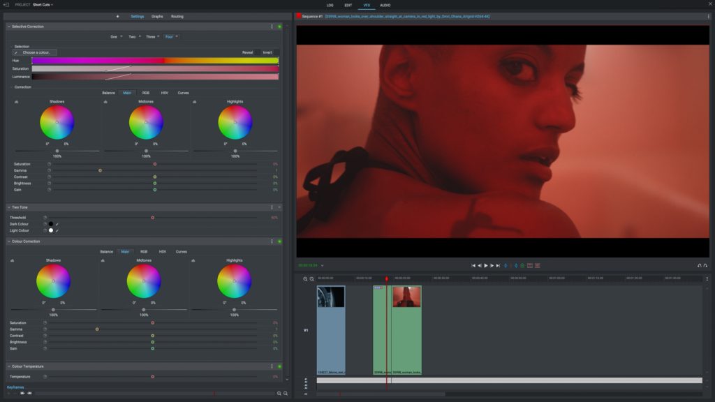 Color grading in Lightworks